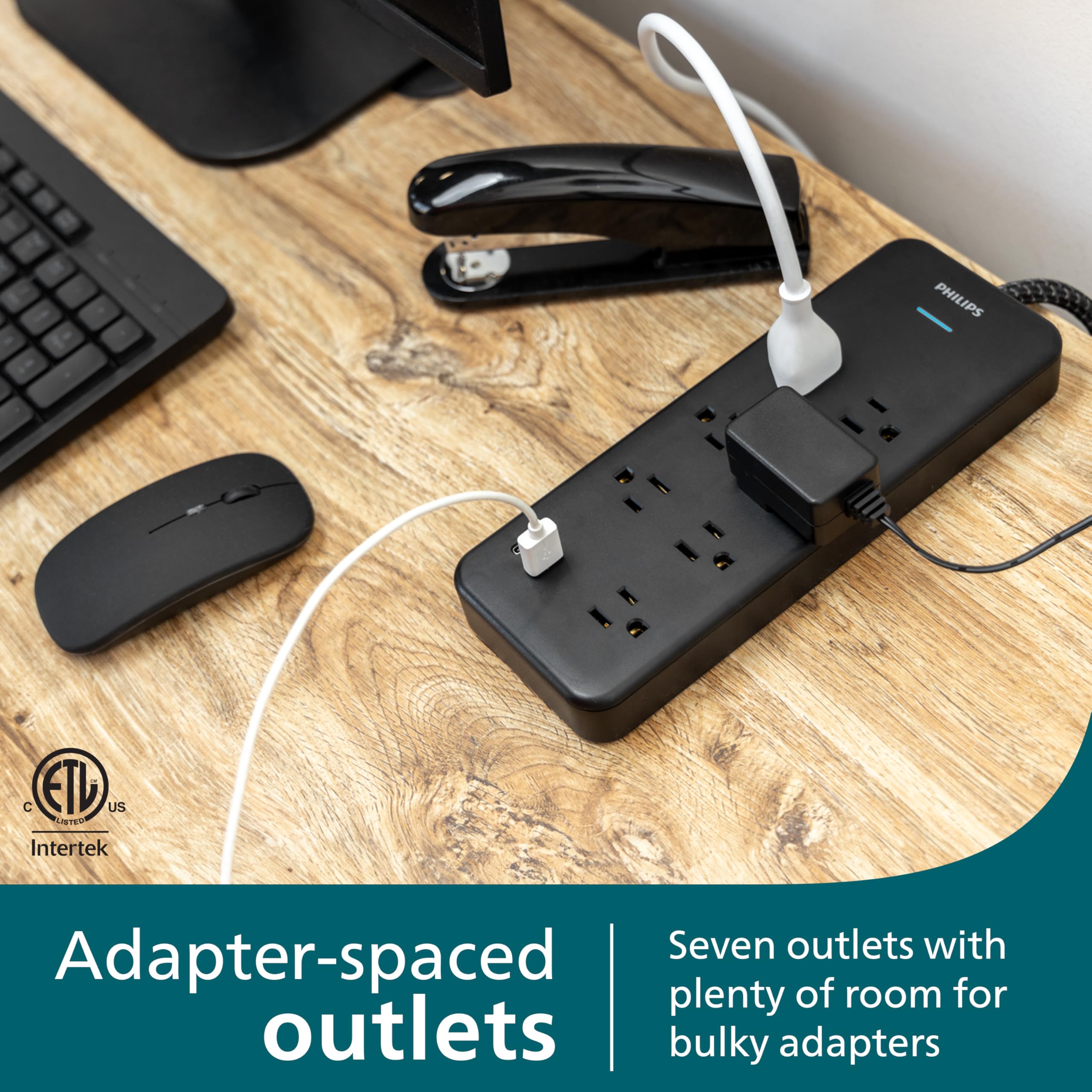 Amazon.com: Philips 7-Outlet Adapter Spaced Surge Protector